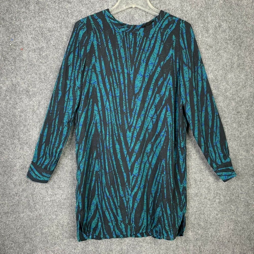 Olivaceous Shift Dress Women M Long Sleeve Zip Back Silky Lined